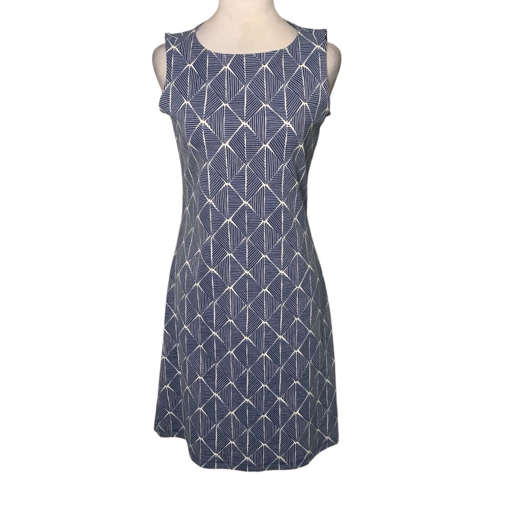 MAHI GOLD Women’s Small Navy & White Geometric Print Mini Dress Sleeveless